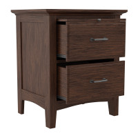 OSP Home Furnishings BP-4201-11K Modern Mission 2 Drawer Nightstand with Tray in Vintage Oak Finish